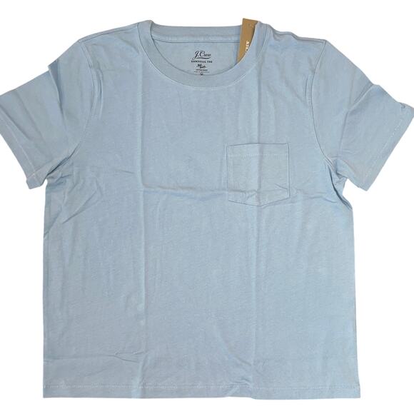NWT J. Crew Men's Light Blue Mist Broken-In Jersey Essential Crewneck T-Shirt -M - Picture 2 of 8